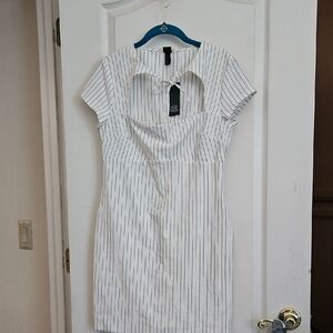 Wild Fable White and Black Striped Backless Dress